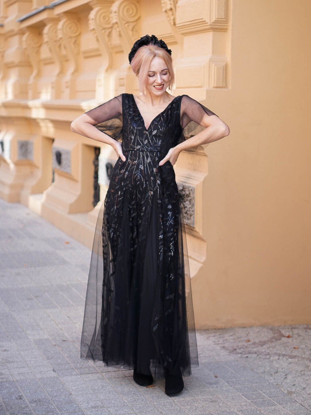 ever ASTRAL|Ruffle Sleeves Leaf Sequin Maxi Bridesmaid Dress Fan Photos 36