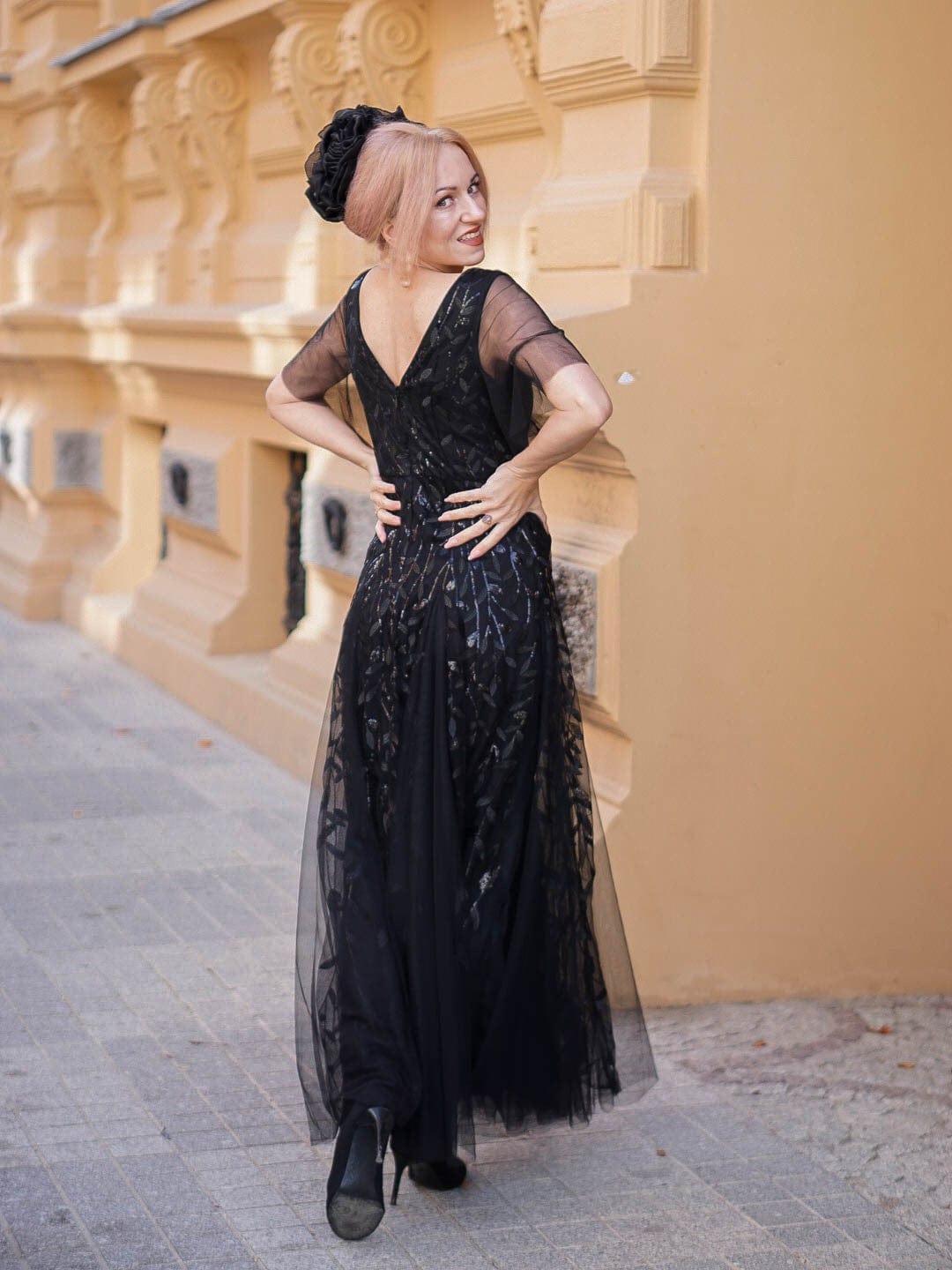 ever ASTRAL|Ruffle Sleeves Leaf Sequin Maxi Bridesmaid Dress Fan Photos 37