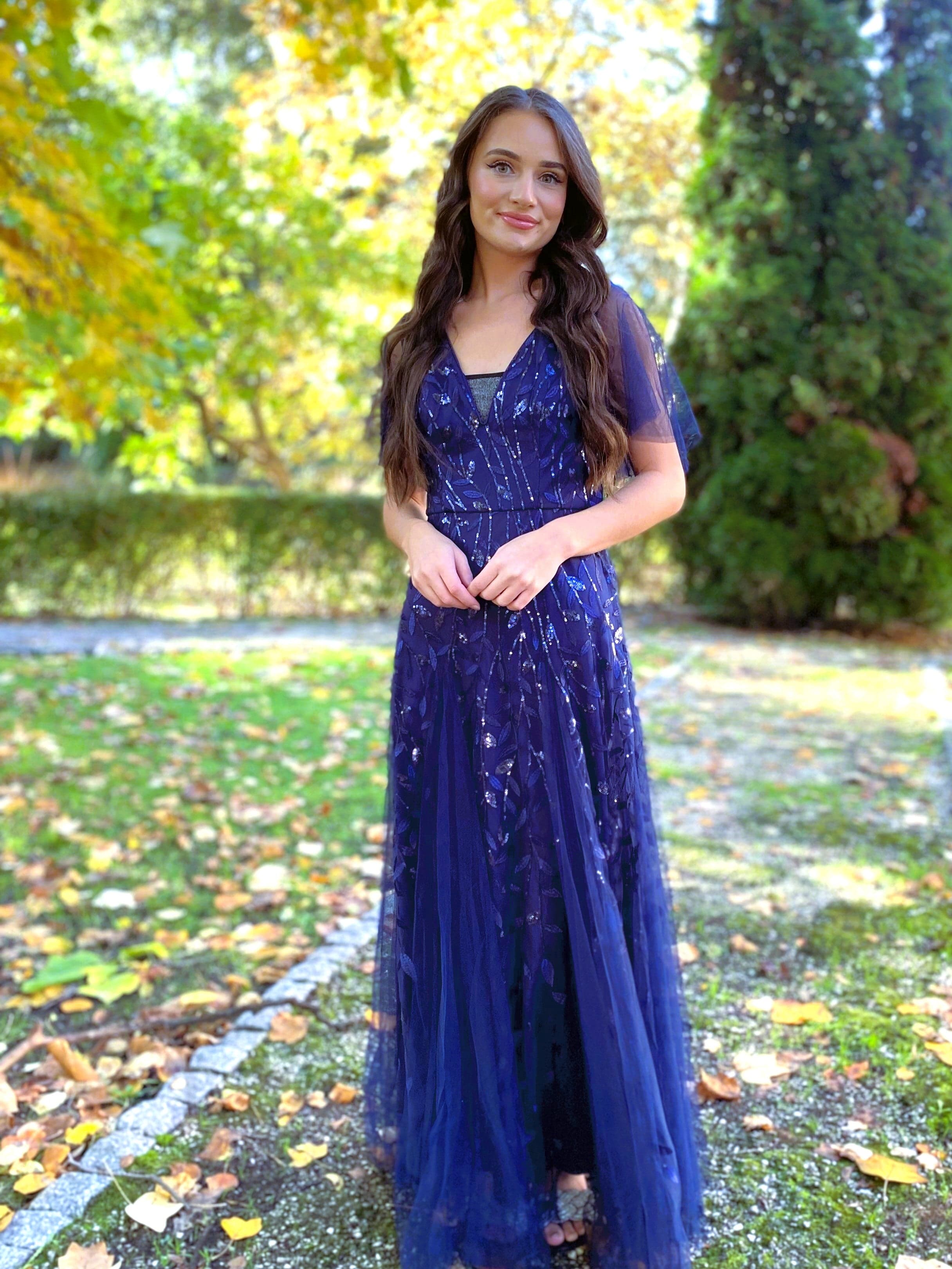 ever ASTRAL|Ruffle Sleeves Leaf Sequin Maxi Bridesmaid Dress Fan Photos 26