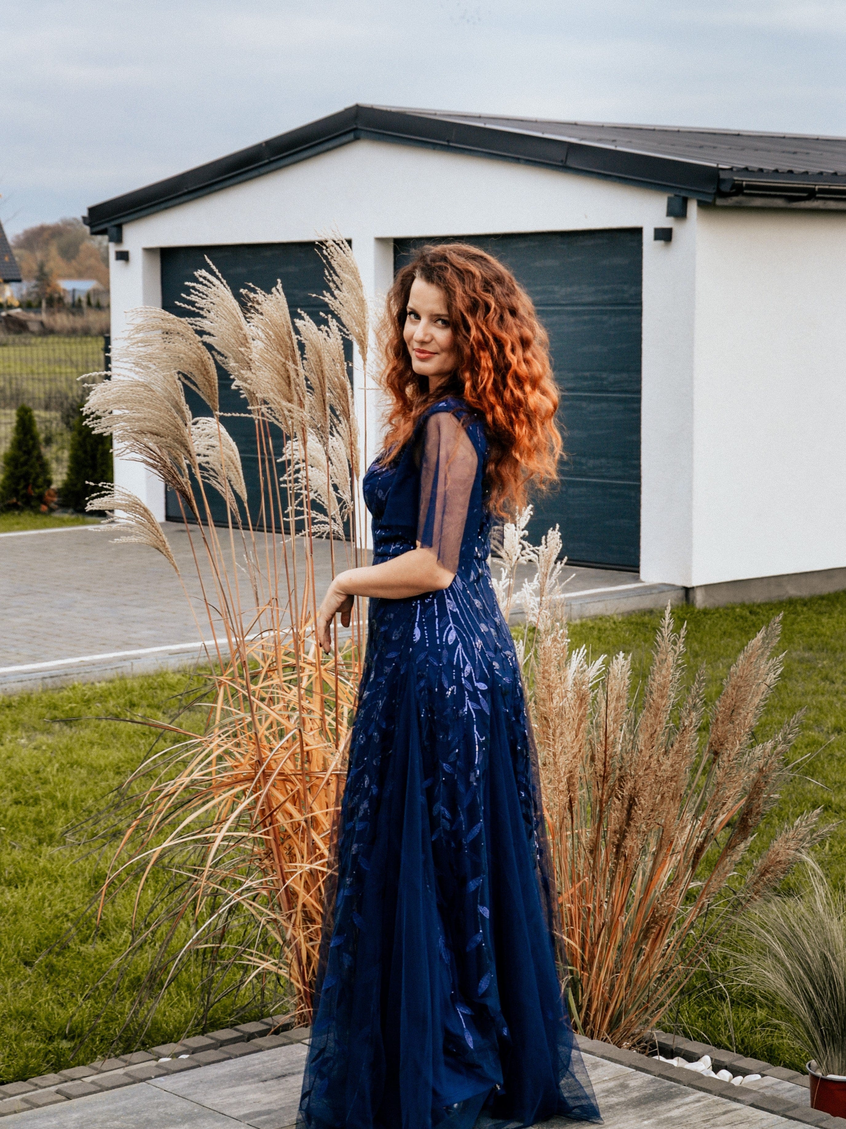 ever ASTRAL|Ruffle Sleeves Leaf Sequin Maxi Bridesmaid Dress Fan Photos 8