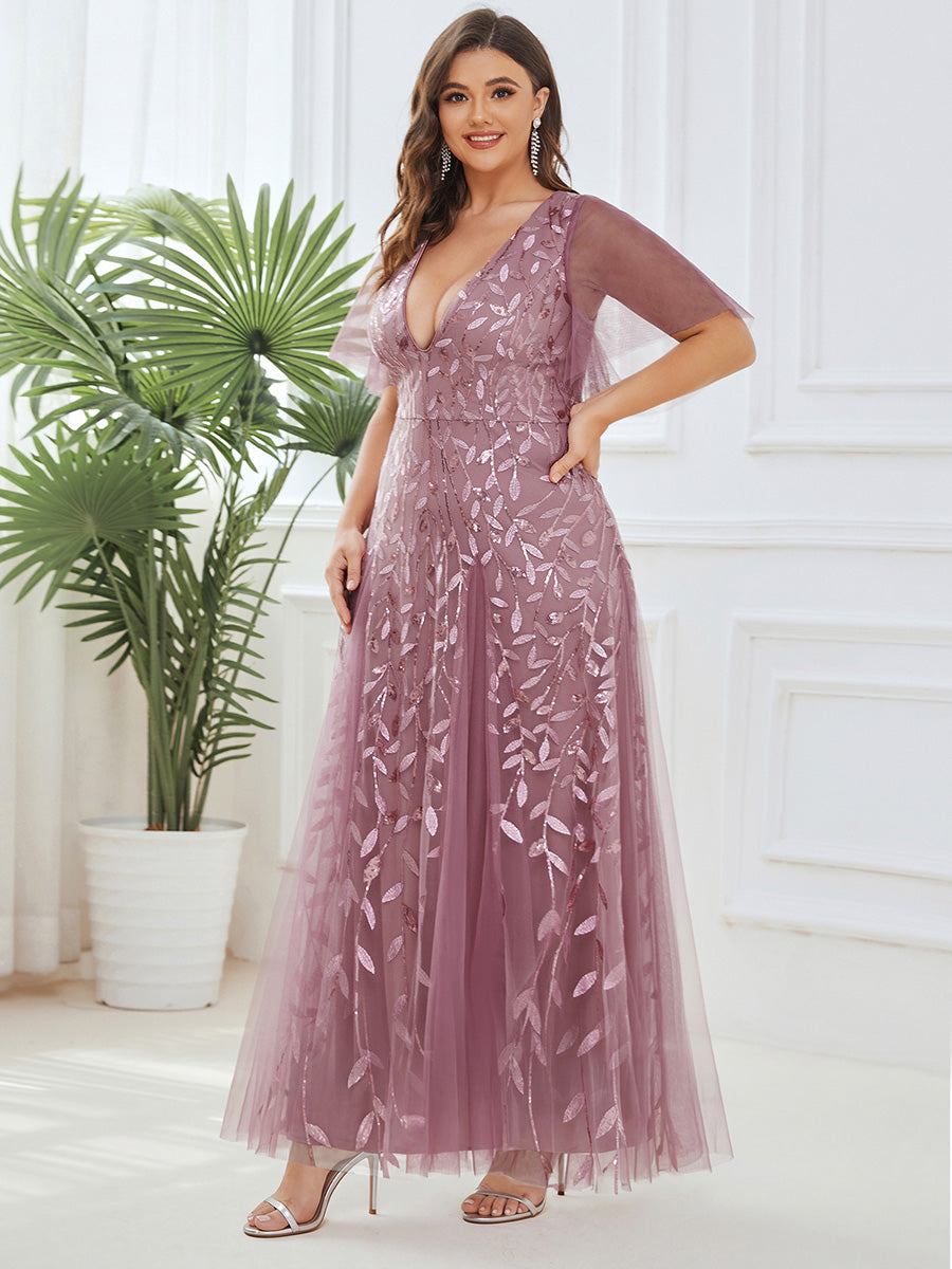 Plus Size Floor Length Formal Evening Gowns for Weddings #color_Purple Orchid