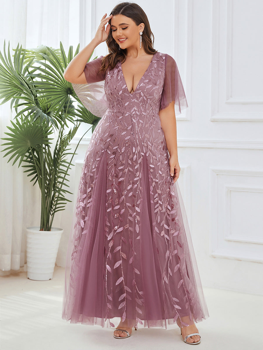 Plus Size Floor Length Formal Evening Gowns for Weddings #color_Purple Orchid
