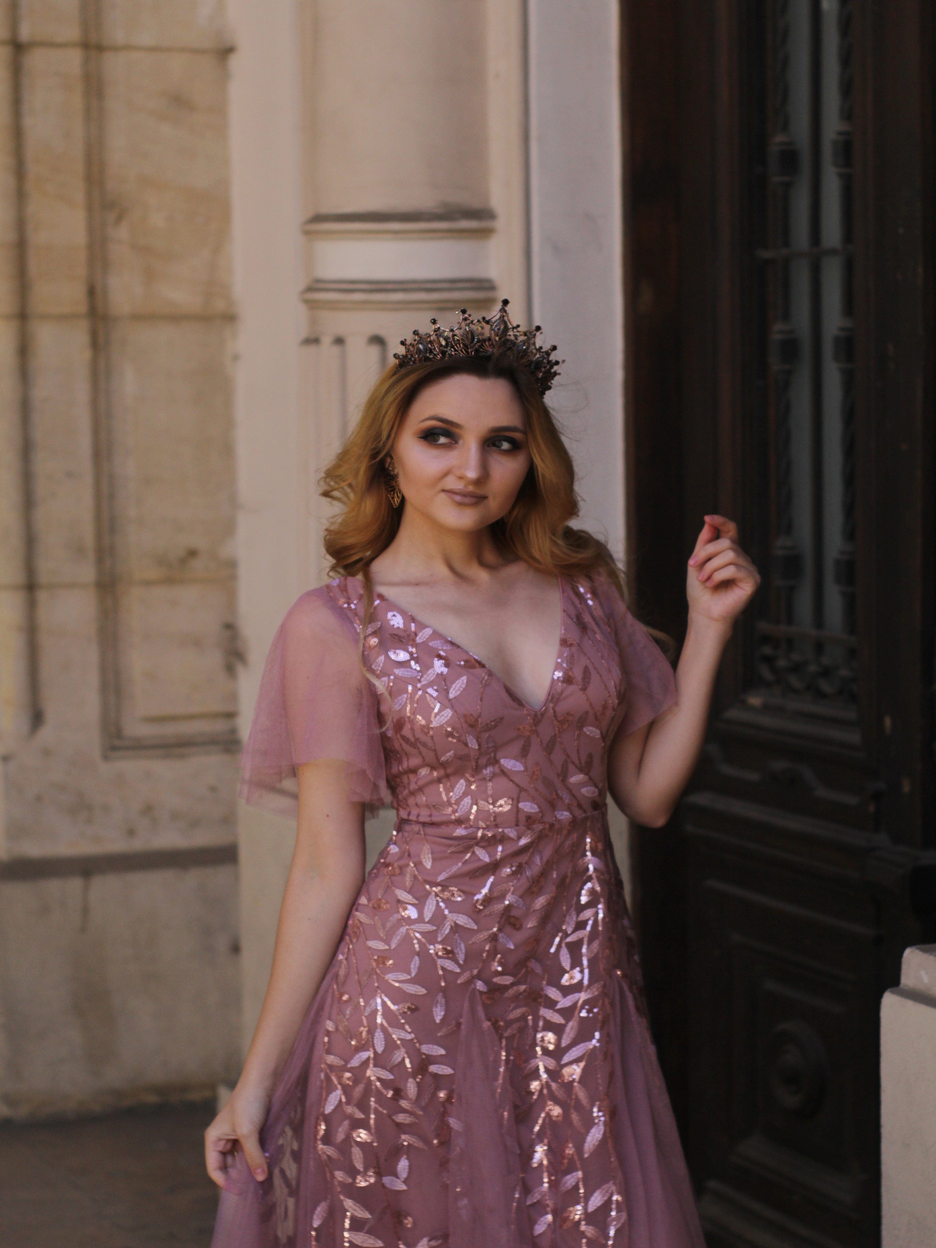 ever ASTRAL|Ruffle Sleeves Leaf Sequin Maxi Bridesmaid Dress Fan Photos 21