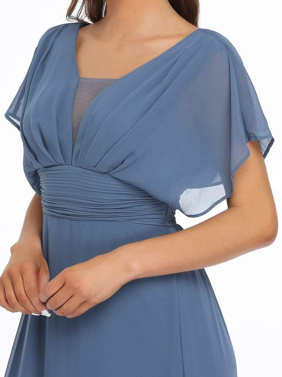 Women's A-Line Empire Waist Maxi Chiffon Evening Dress #color_Dusty Blue