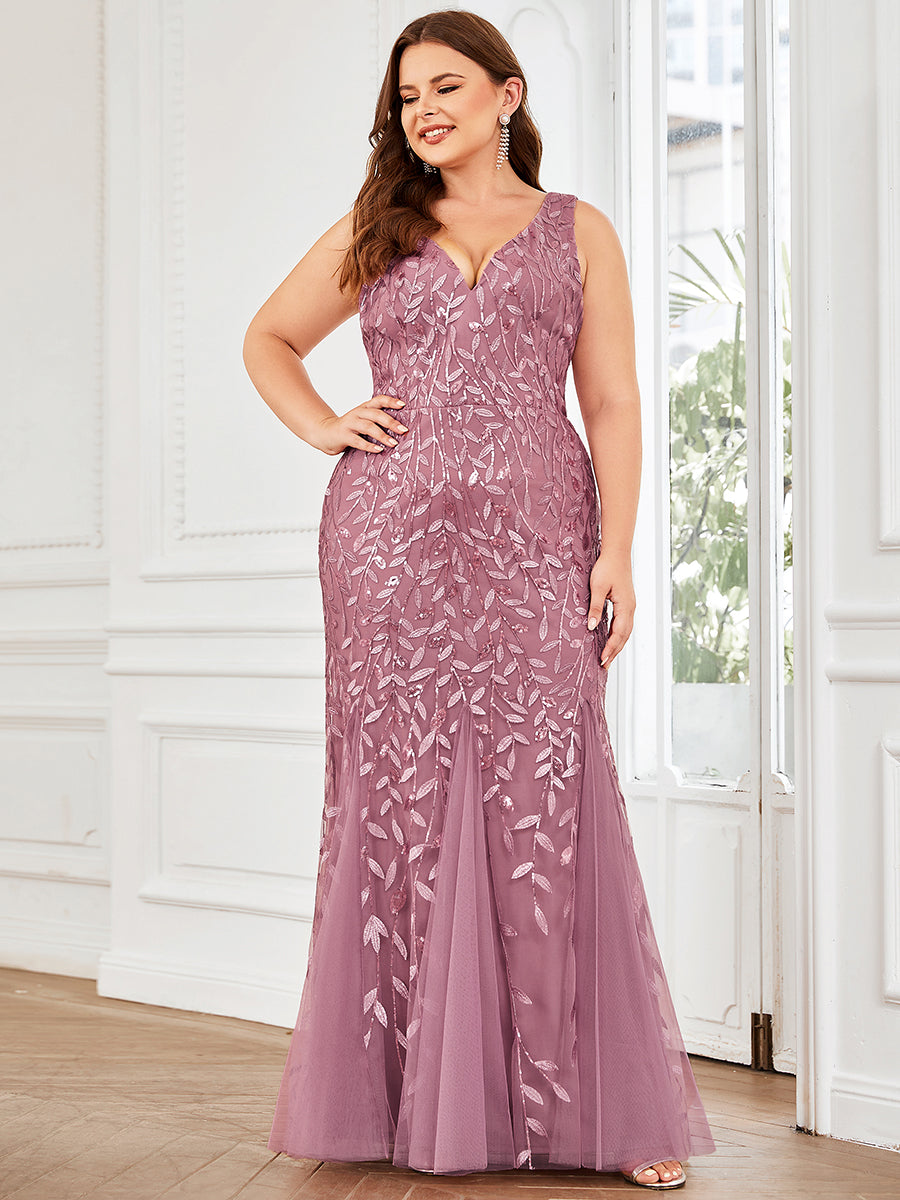 Plus Size Maxi Sequin Formal Dresses & Gowns #Color_Purple Orchid