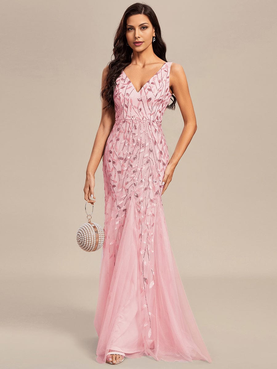 ever ORIEL|Women's Double V-Neck Fishtail Sequin Evening Dress