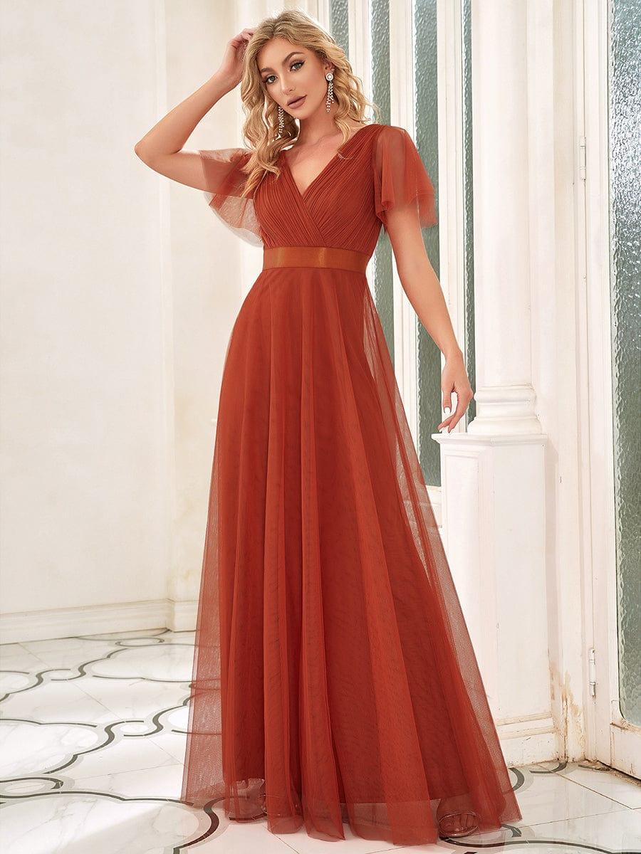 Burnt Orange Bridesmaid Gowns #style_EP07962BO