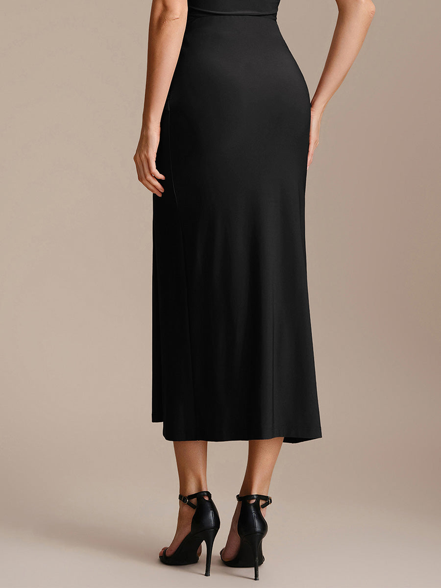 Knot Detail Knit Bodycon Skirts #color_Black