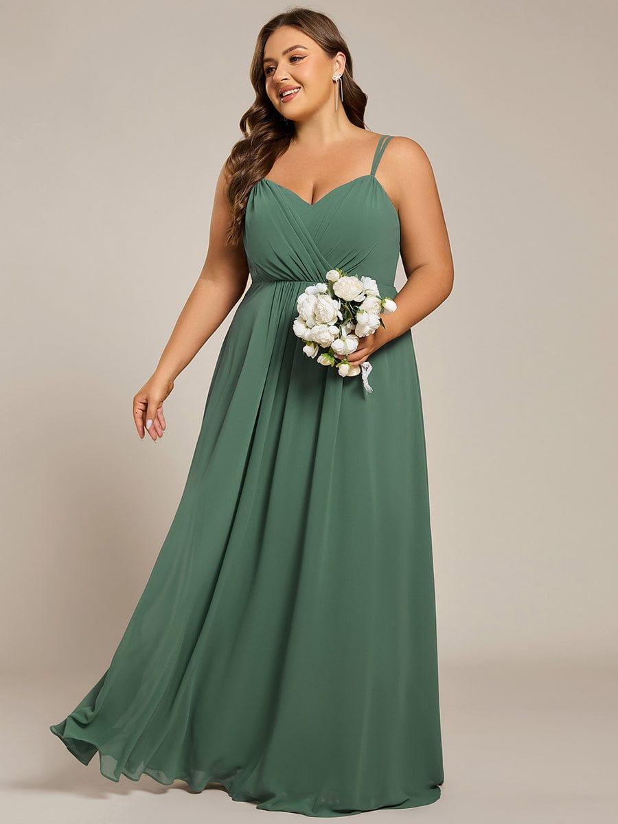 Chiffon and Lace Open Back Spaghetti Straps Bridesmaid Dress #color_Eucalyptus
