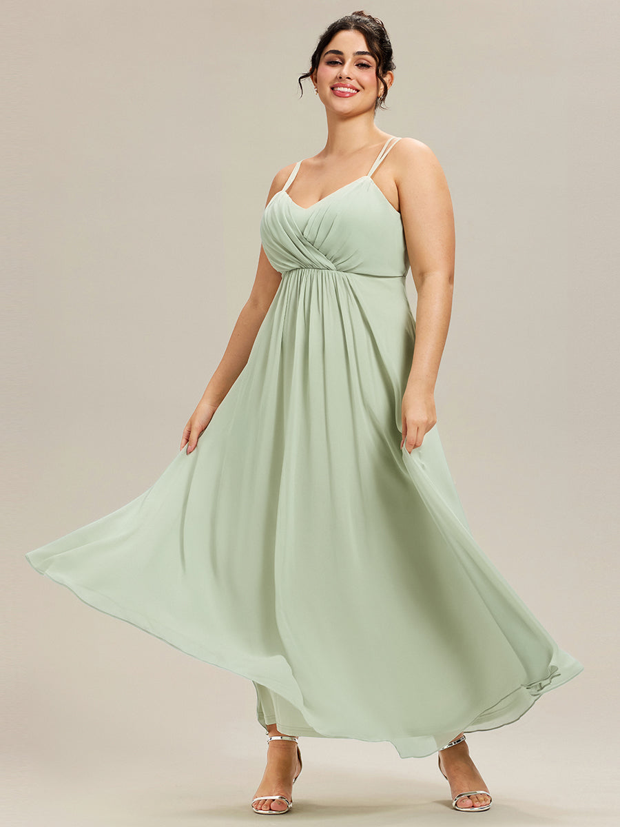 Plus Size Convertible Lace-Up Chiffon Bridesmaid Dress #color_Mint Green