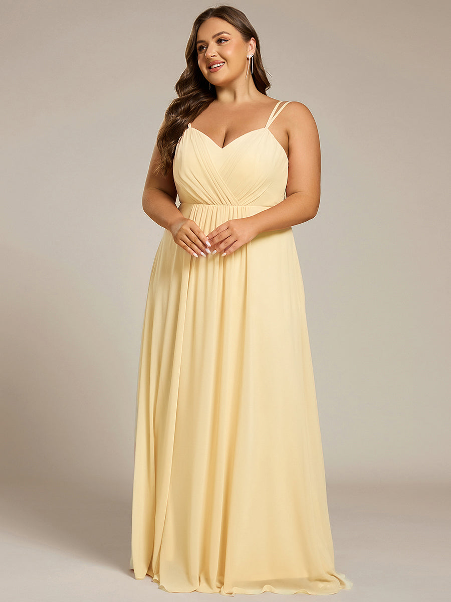 Plus Size Convertible Lace-Up Chiffon Bridesmaid Dress #color_Yellow