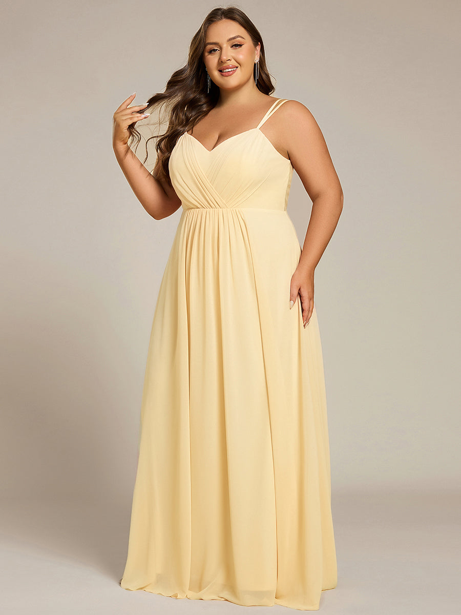 Plus Size Convertible Lace-Up Chiffon Bridesmaid Dress #color_Yellow