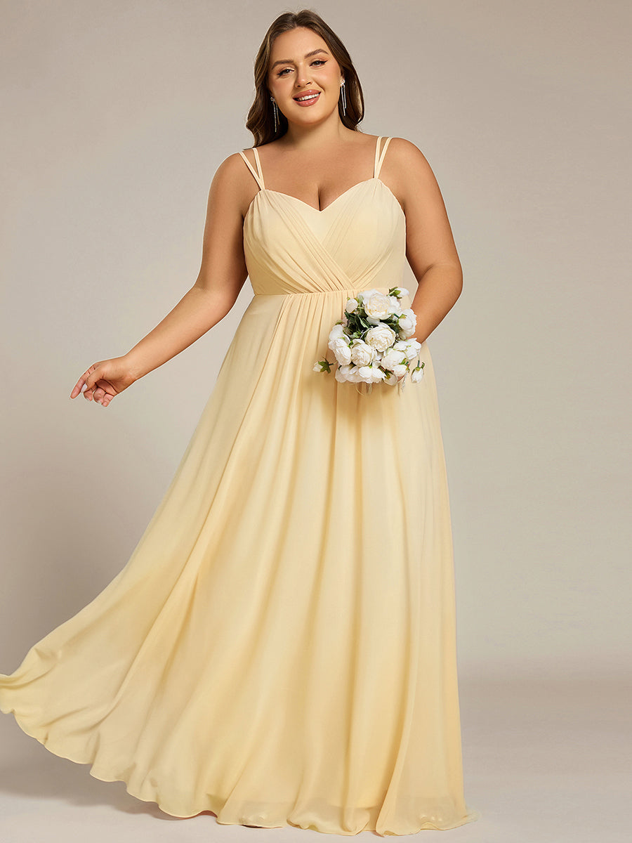 Plus Size Convertible Lace-Up Chiffon Bridesmaid Dress #color_Yellow