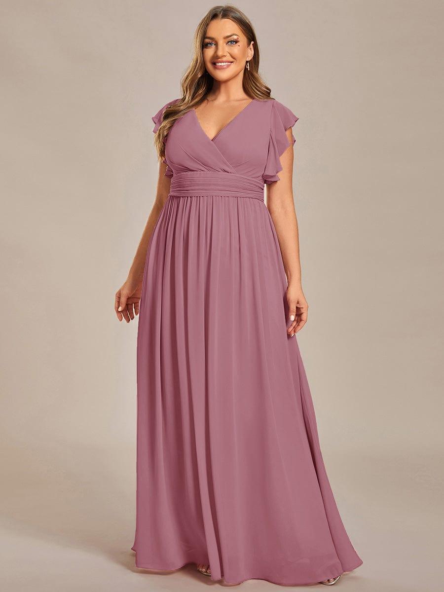 Plus Size Chiffon Pleated A-Line Back CutouT Bridesmaid Dress #color_Purple Orchid