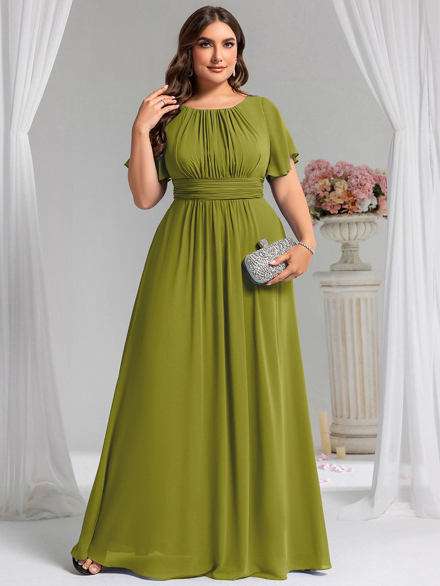 Maxi Chiffon Ruffles Sleeve Wedding Guest Dress #color_Citron