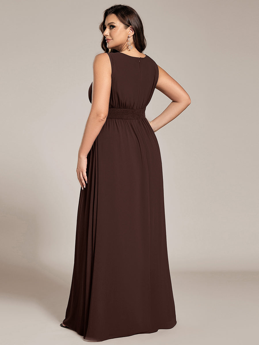 Hollow Out Sleeveless Maxi Wedding Guest Dress #color_Chocolate Brown