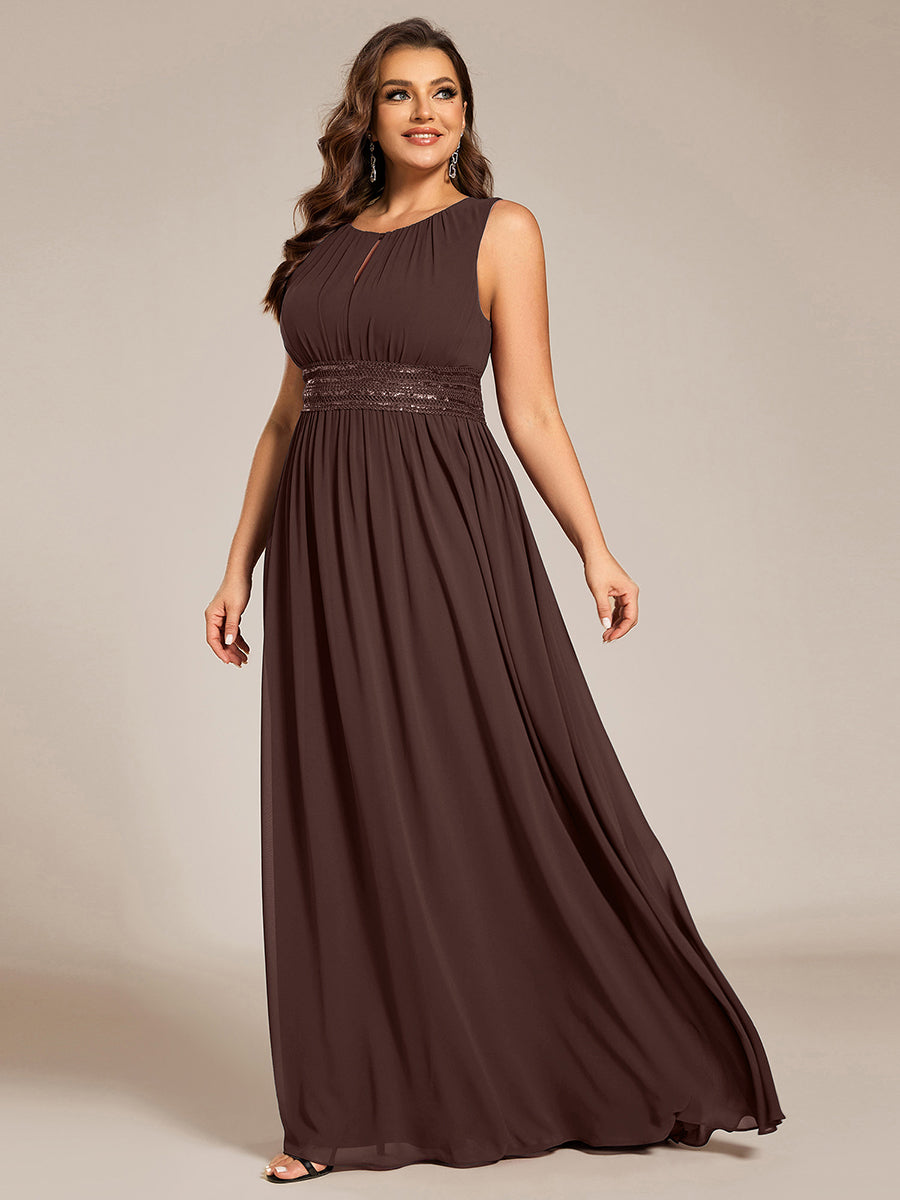 Hollow Out Sleeveless Maxi Wedding Guest Dress #color_Chocolate Brown