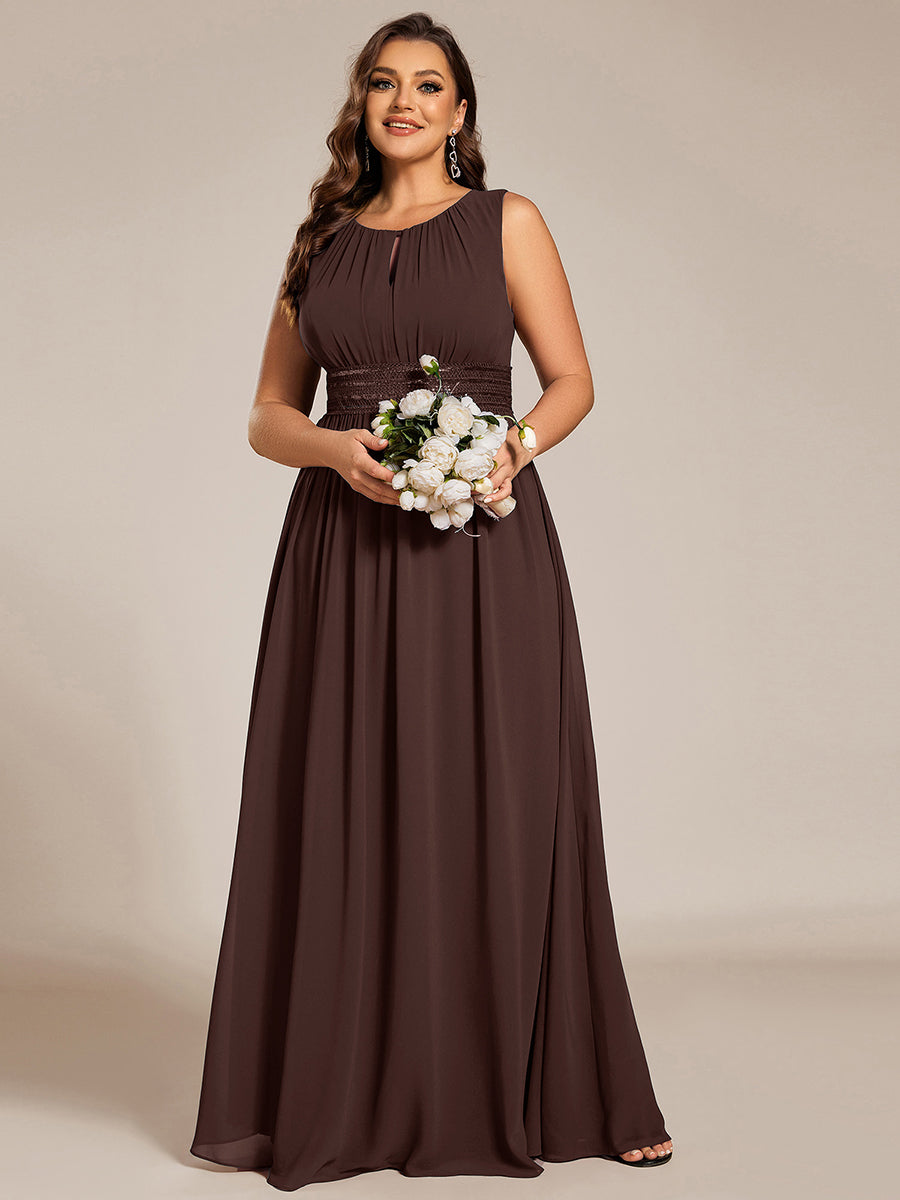 Hollow Out Sleeveless Maxi Wedding Guest Dress #color_Chocolate Brown