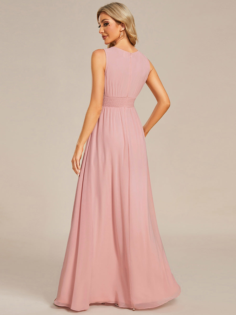 Hollow Out Sleeveless Maxi Wedding Guest Dress #color_Dusty Rose