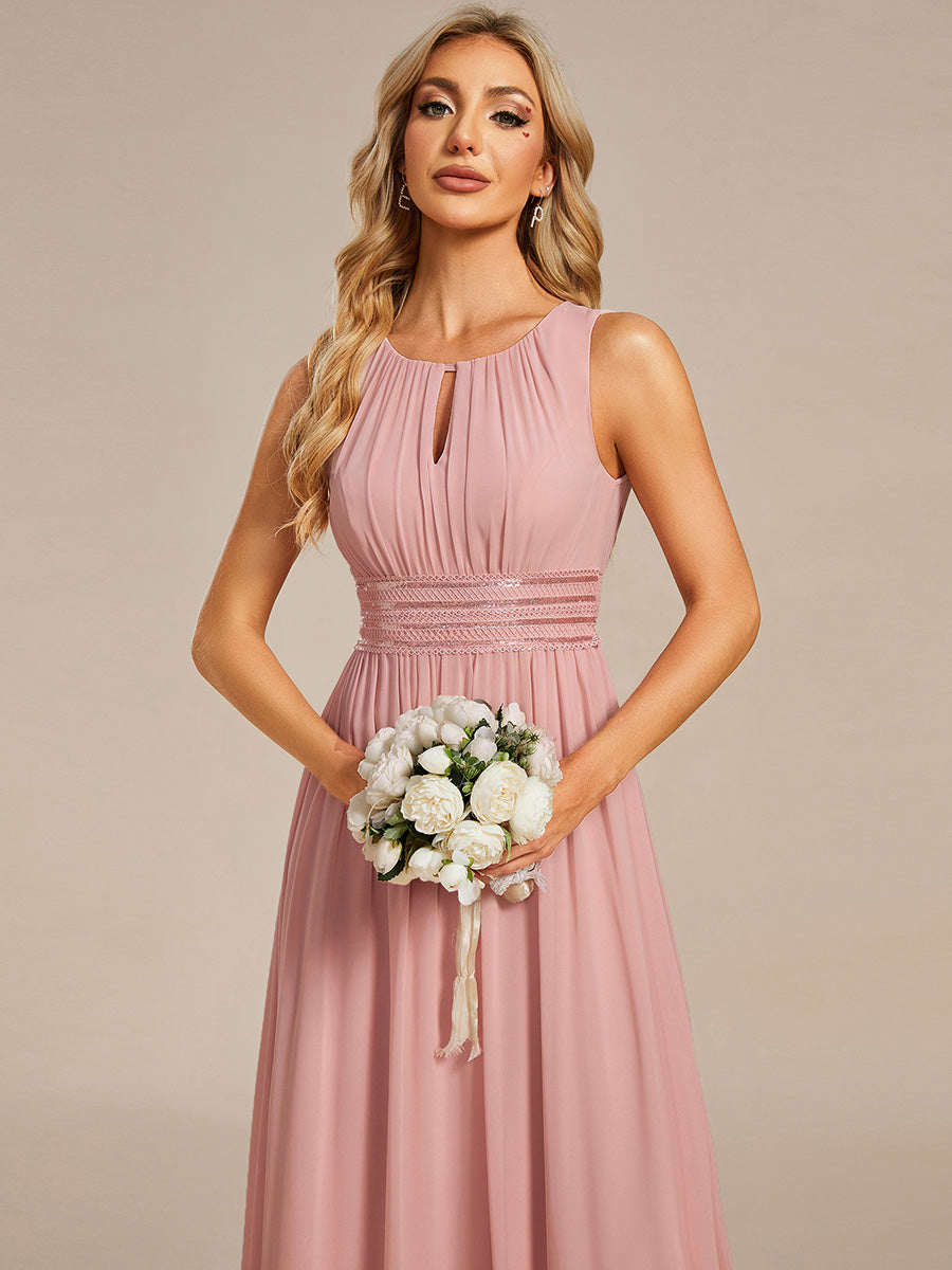 Hollow Out Sleeveless Maxi Wedding Guest Dress #color_Dusty Rose