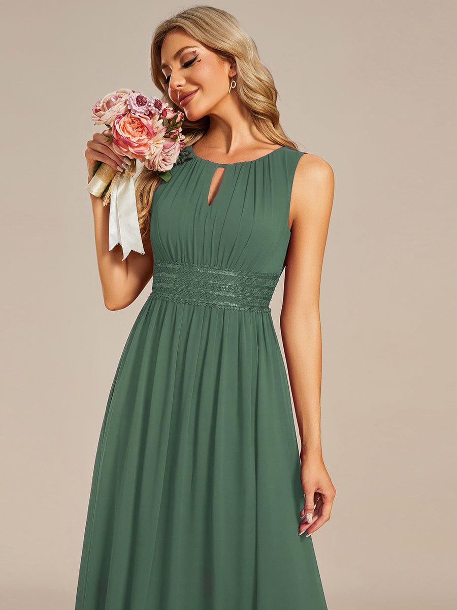 Simple Sleeveless A-line Chiffon Bridesmaid Dress with Hollow Out Detail #color_Eucalyptus