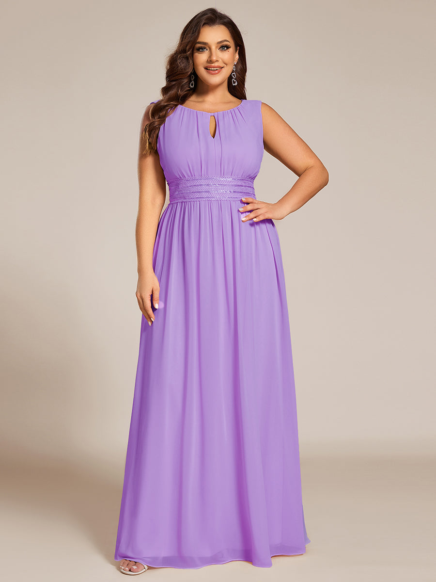 Simple Sleeveless A-line Chiffon Bridesmaid Dress with Hollow Out Detail #color_Lavender
