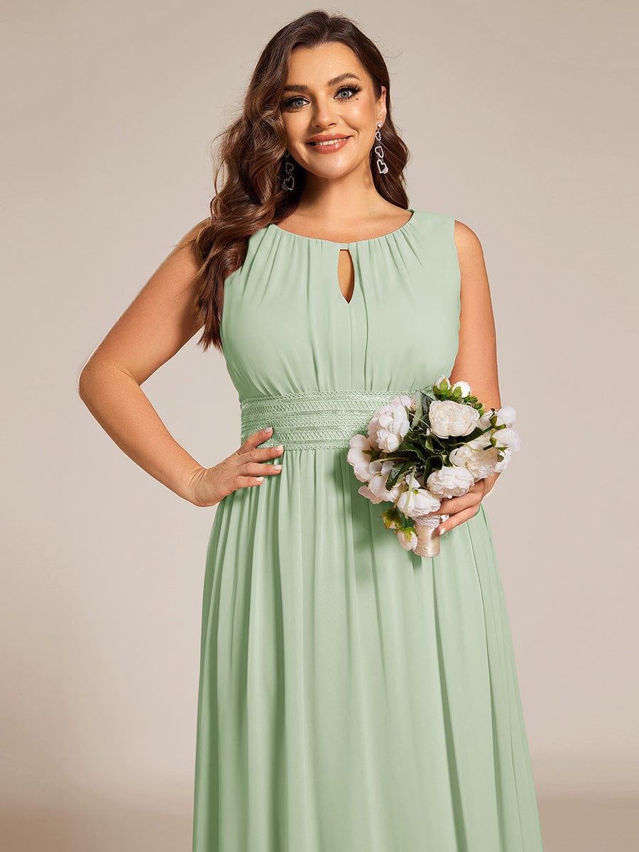 Simple Sleeveless A-line Chiffon Bridesmaid Dress with Hollow Out Detail #color_Mint Green