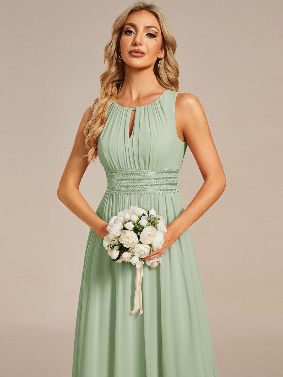 Hollow Out Sleeveless Maxi Wedding Guest Dress #color_Mint Green