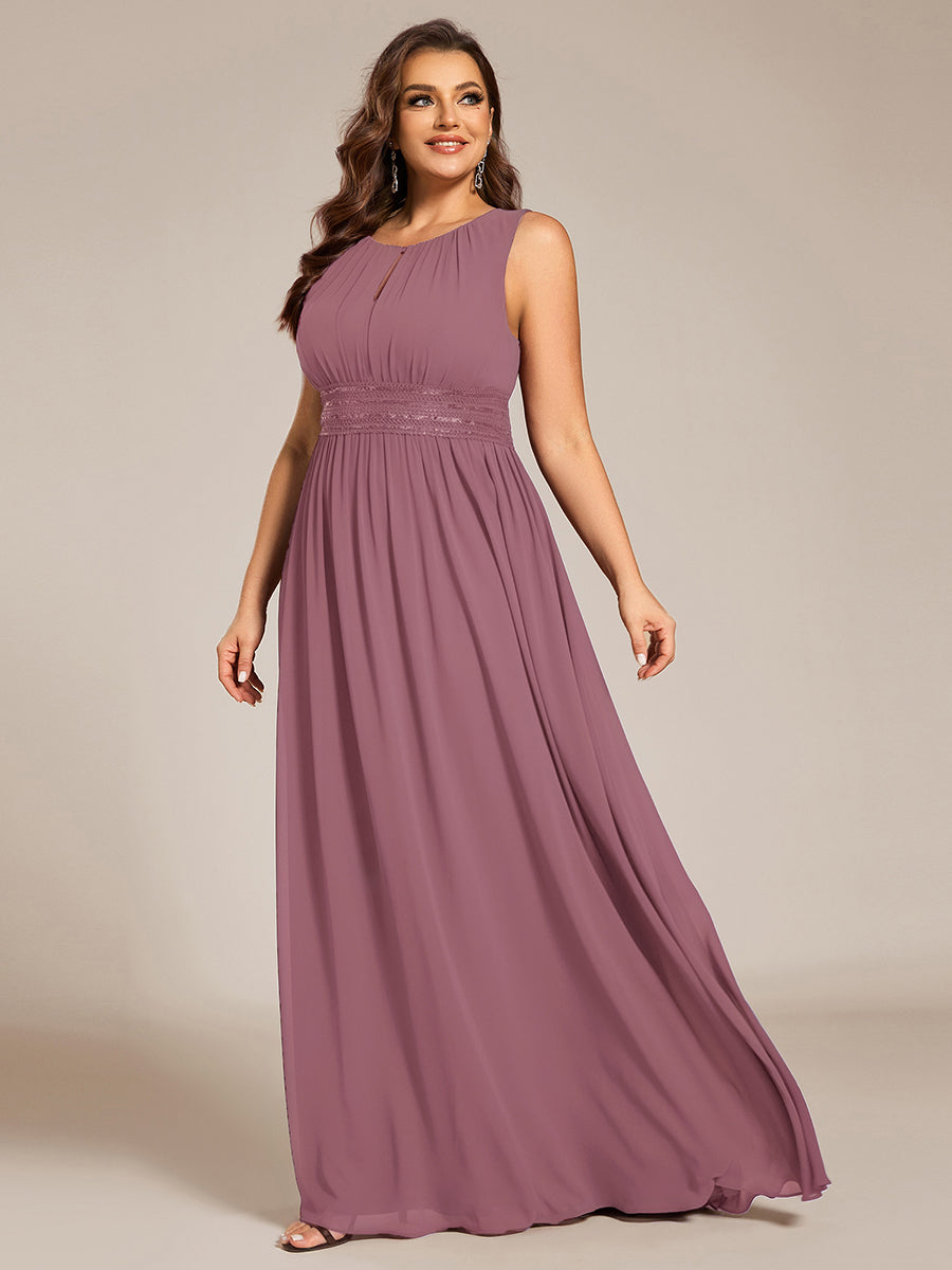 Simple Sleeveless A-line Chiffon Bridesmaid Dress with Hollow Out Detail #color_Purple Orchid