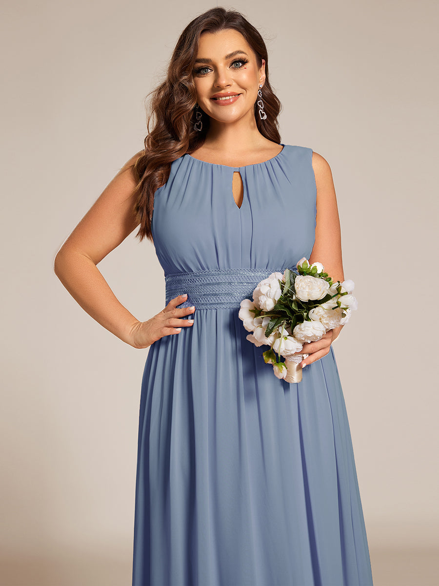 Simple Sleeveless A-line Chiffon Bridesmaid Dress with Hollow Out Detail #color_Slate Blue