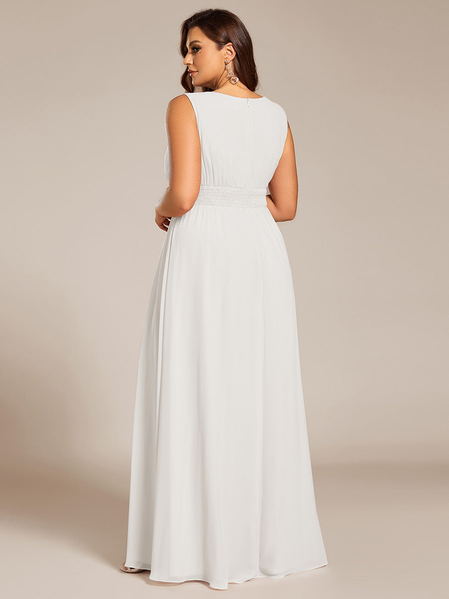 Hollow Out Sleeveless Maxi Wedding Guest Dress #color_White