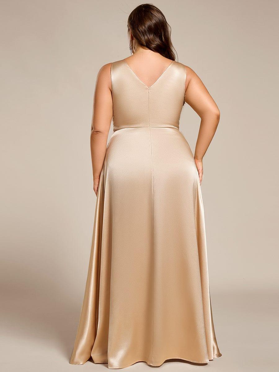 Satin Maxi Wedding Guest Dress with Pockets #color_Champagne