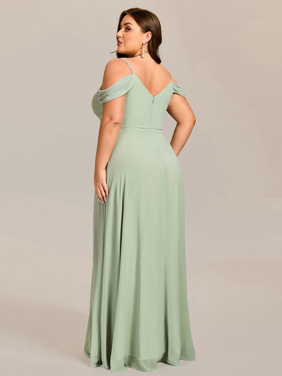 Spaghetti Strap V-Neck Pleated A-Line Bridesmaid Dress #color_Mint Green