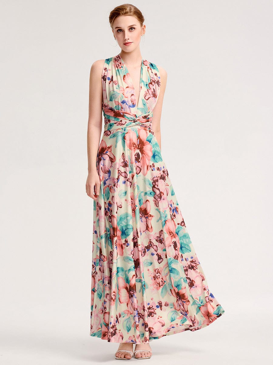 High-Stretch Soft Versatile Convertible Bridesmaid Dress #color_Apricot Print