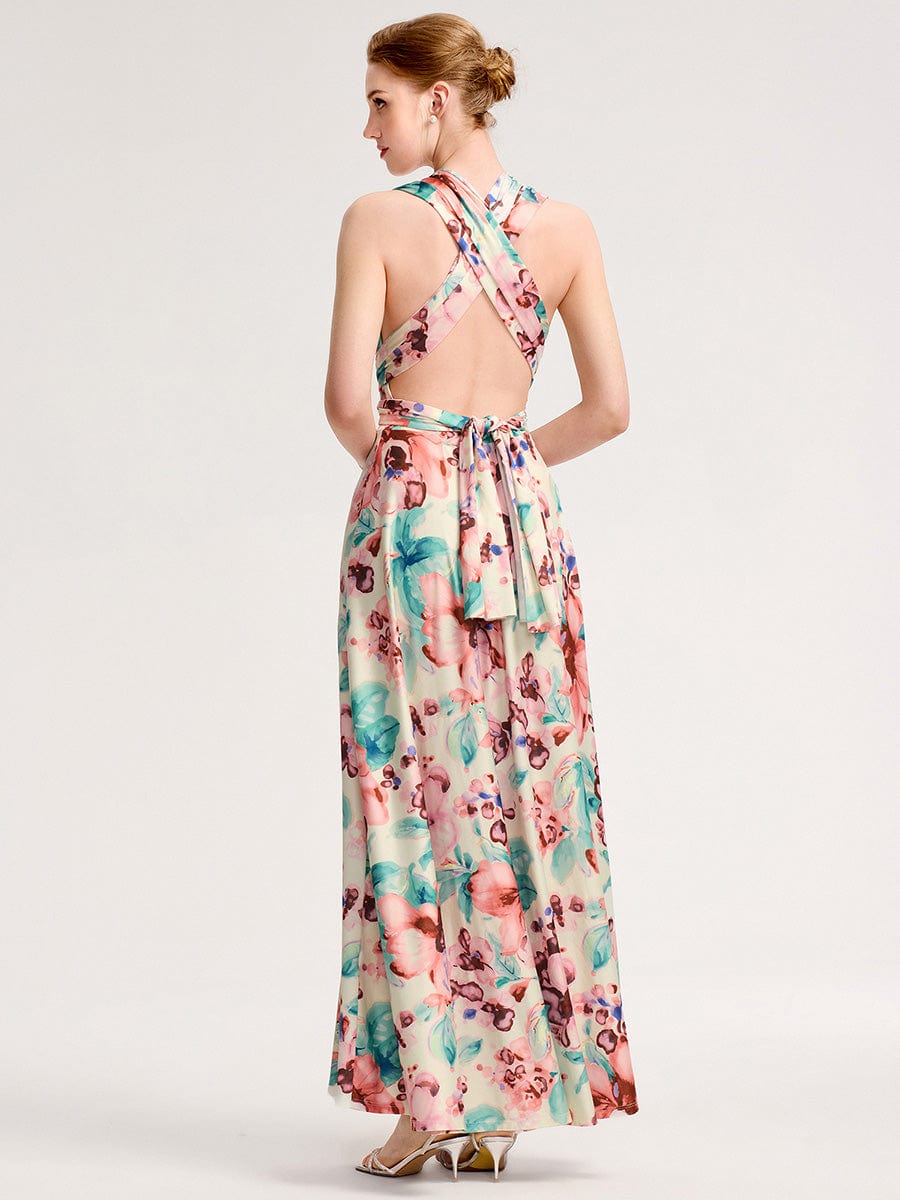 High-Stretch Soft Versatile Convertible Bridesmaid Dress #color_Apricot Print