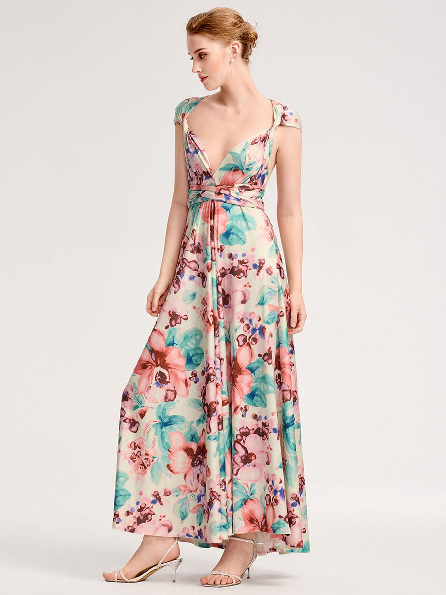 High-Stretch Soft Versatile Convertible Bridesmaid Dress #color_Apricot Print