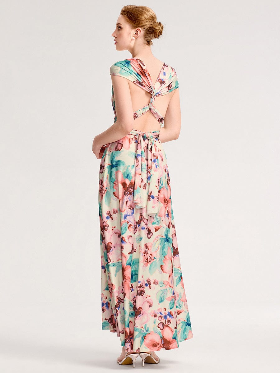 High-Stretch Soft Versatile Convertible Bridesmaid Dress #color_Apricot Print