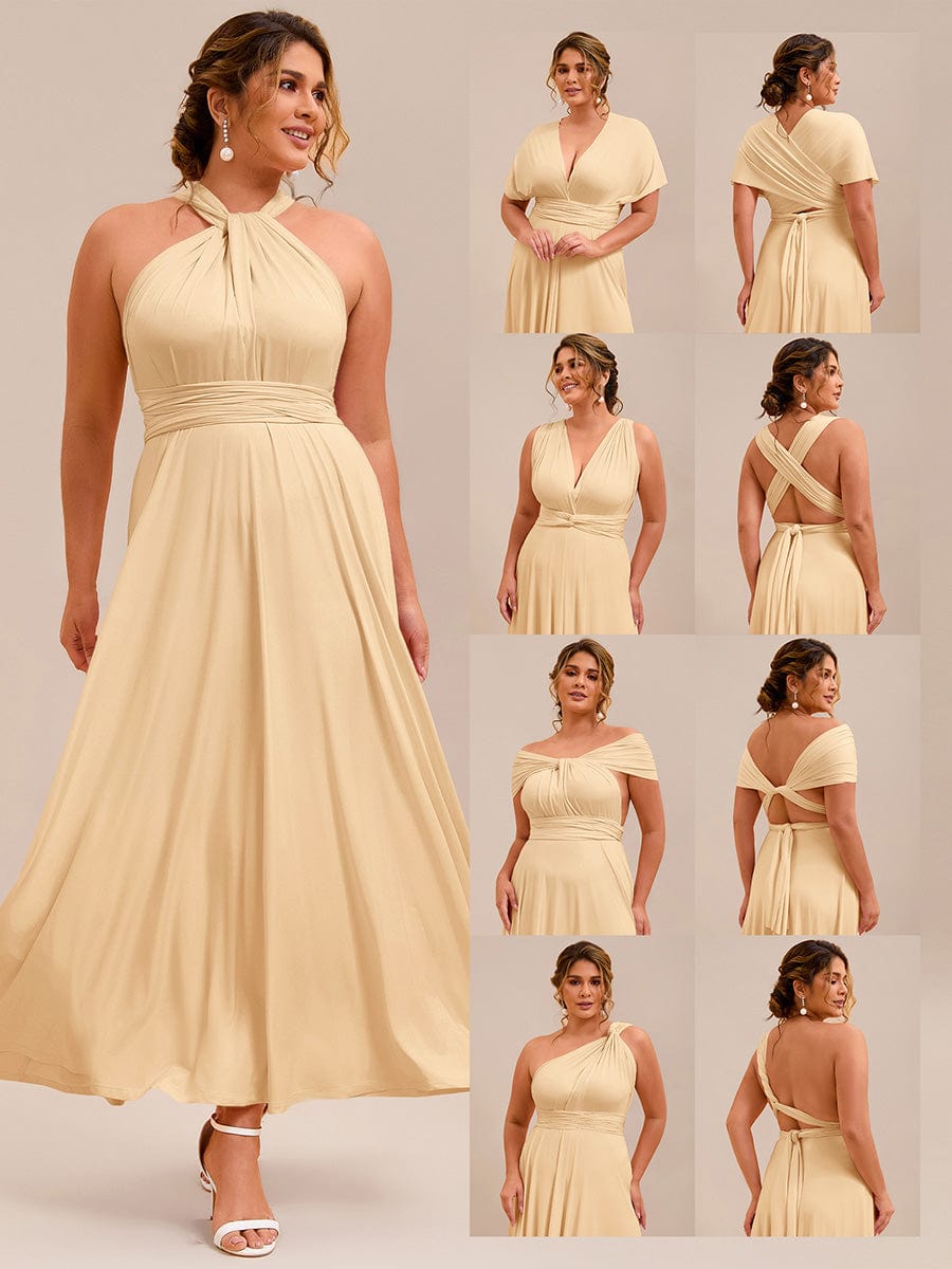High-Stretch Soft Versatile Convertible Bridesmaid Dress #color_Champagne