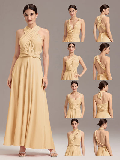 High-Stretch Soft Versatile Convertible Bridesmaid Dress #color_Champagne