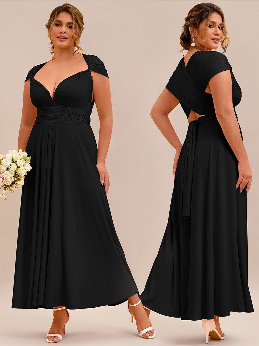 High-Stretch Soft Versatile Convertible Bridesmaid Dress #color_Black