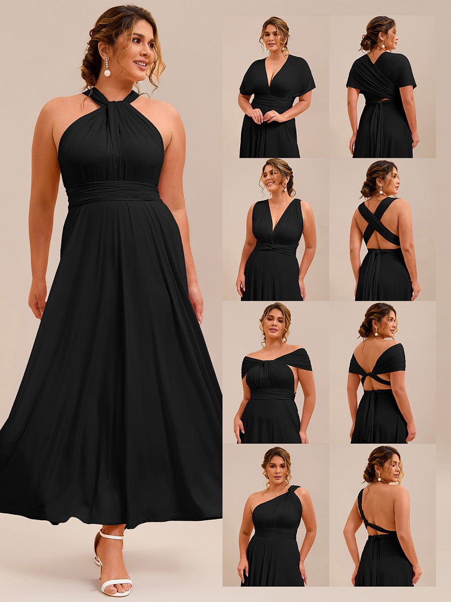 High-Stretch Soft Versatile Convertible Bridesmaid Dress #color_Black