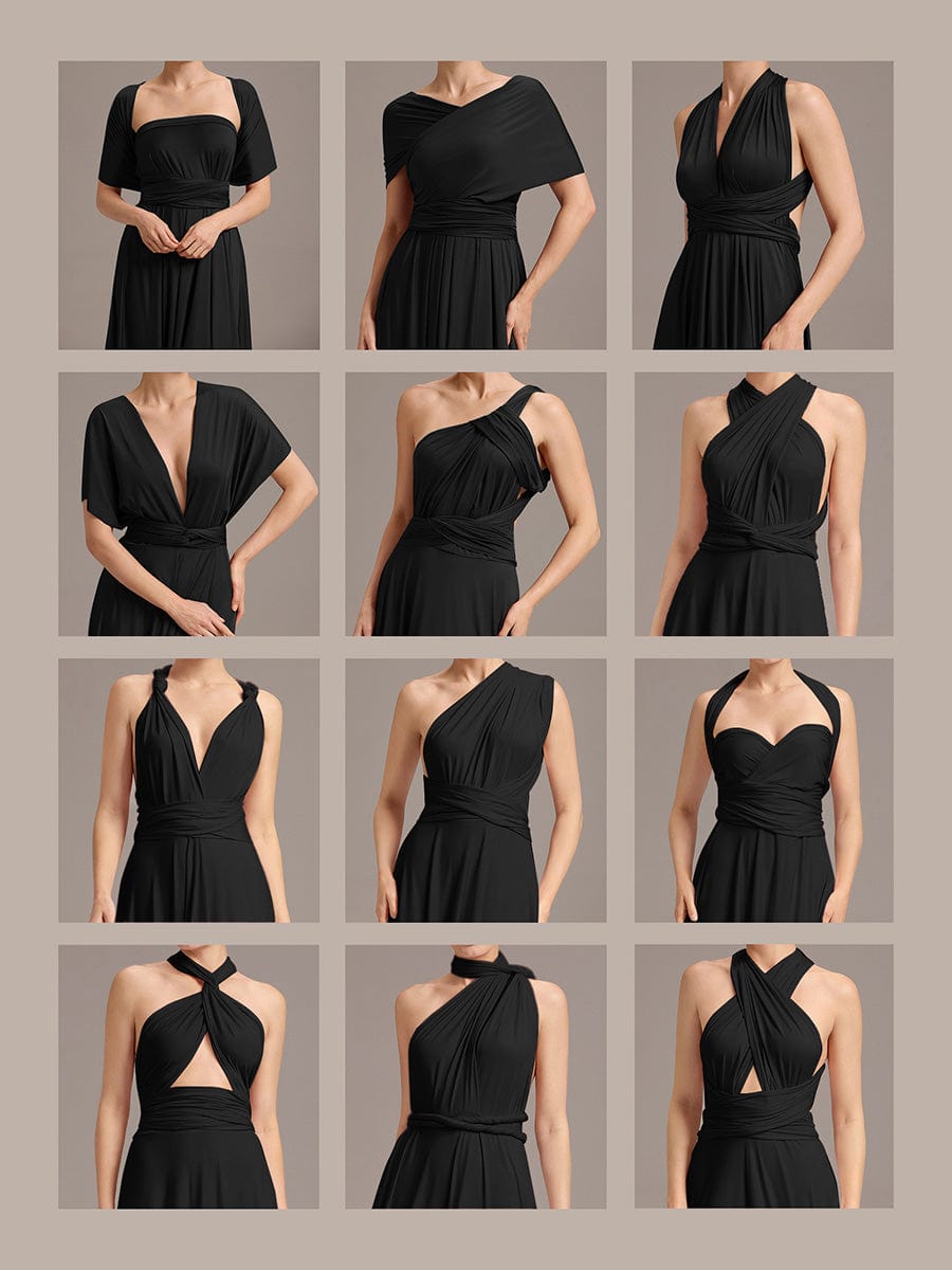 High-Stretch Soft Versatile Convertible Bridesmaid Dress #color_Black