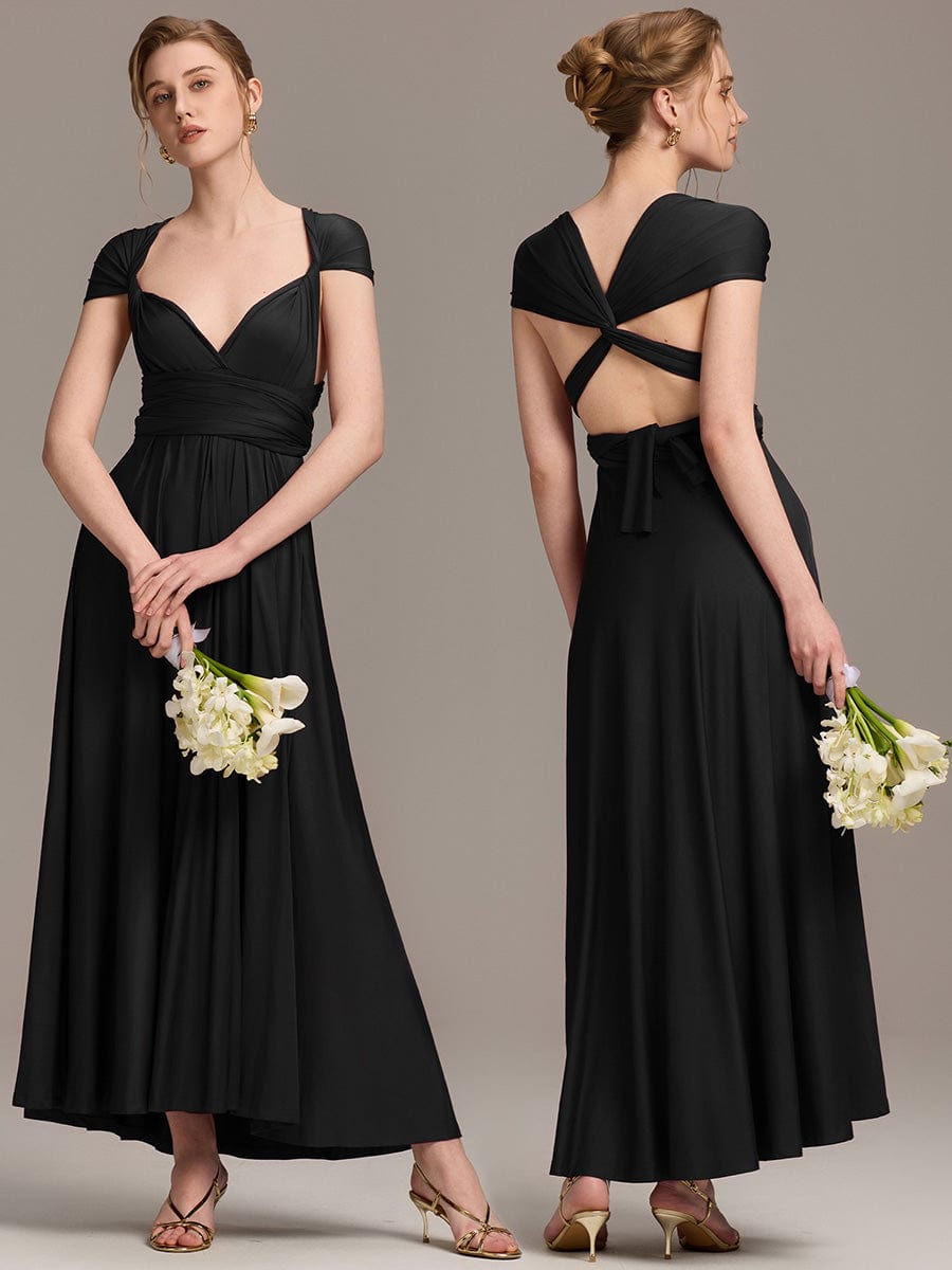 High-Stretch Soft Versatile Convertible Bridesmaid Dress #color_Black