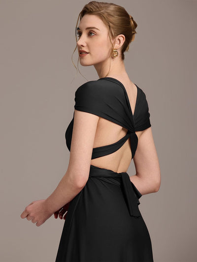 High-Stretch Soft Versatile Convertible Bridesmaid Dress #color_Black