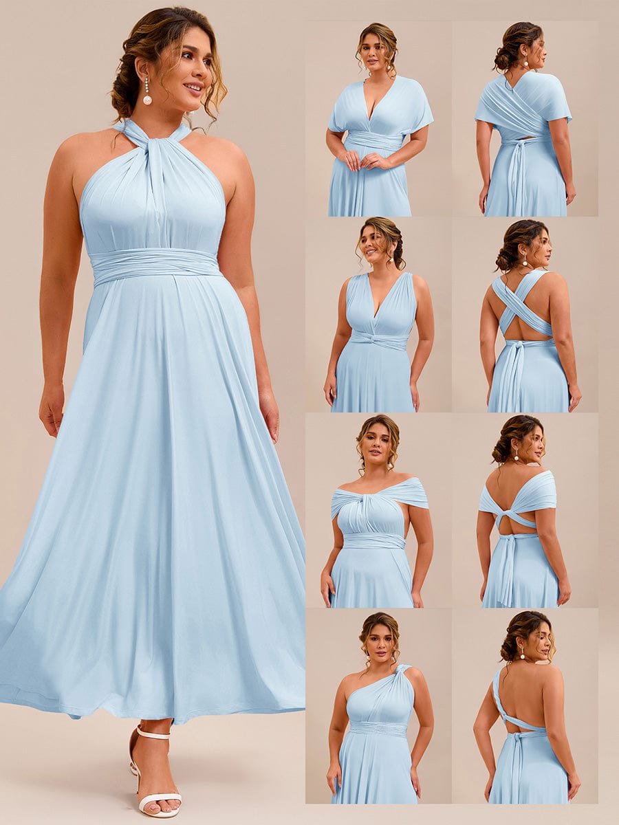 High-Stretch Soft Versatile Convertible Bridesmaid Dress #color_Sky Blue