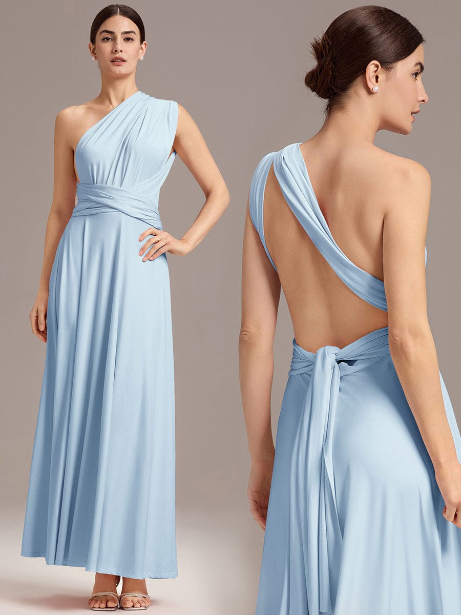 High-Stretch Soft Versatile Convertible Bridesmaid Dress #color_Sky Blue