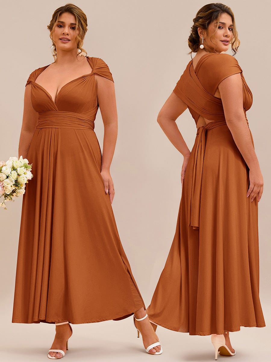 High-Stretch Soft Versatile Convertible Bridesmaid Dress #color_Burnt Orange