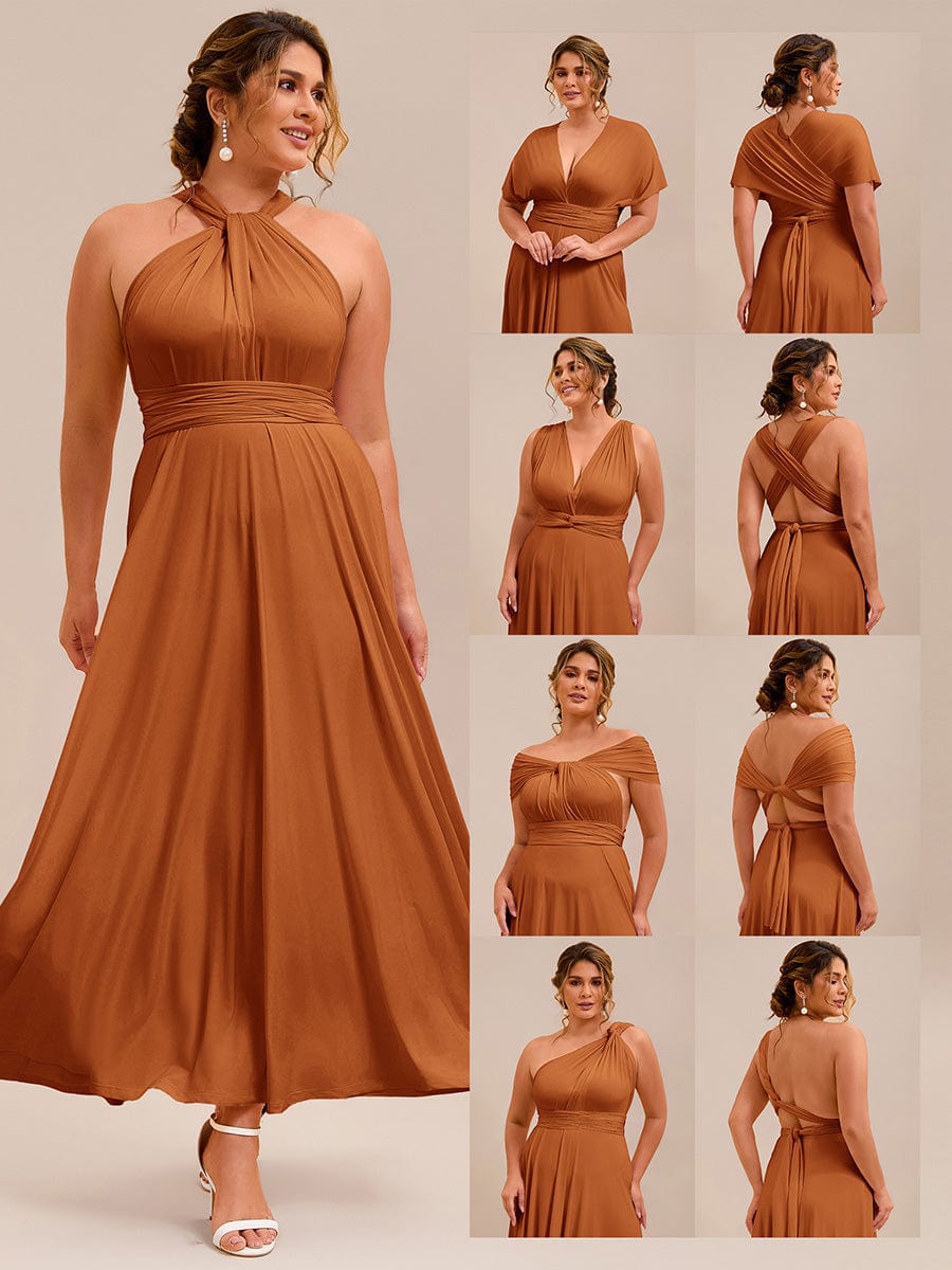 High-Stretch Soft Versatile Convertible Bridesmaid Dress #color_Burnt Orange