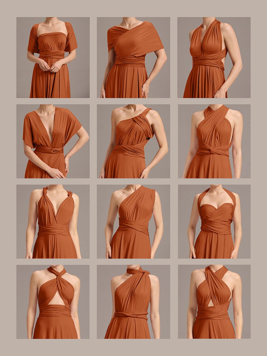 High-Stretch Soft Versatile Convertible Bridesmaid Dress #color_Burnt Orange