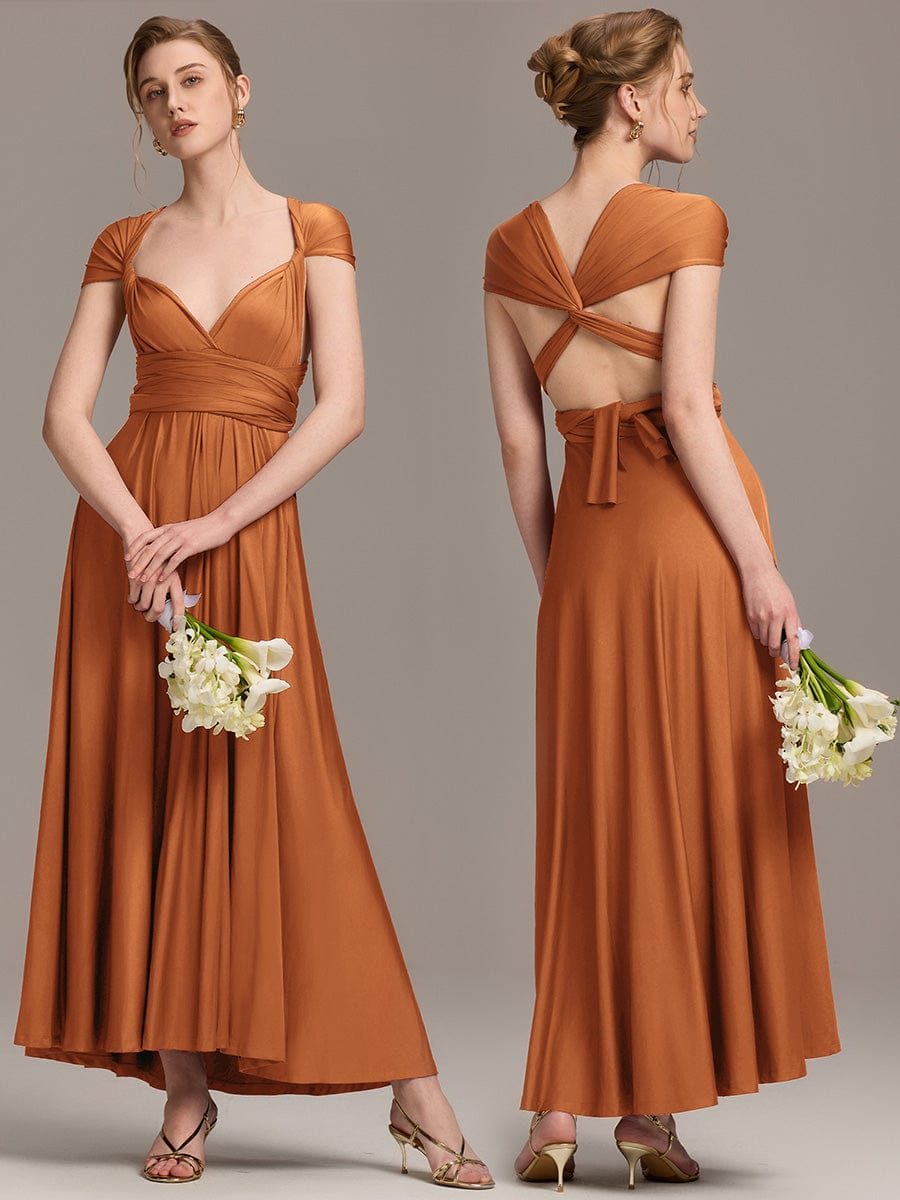 High-Stretch Soft Versatile Convertible Bridesmaid Dress #color_Burnt Orange
